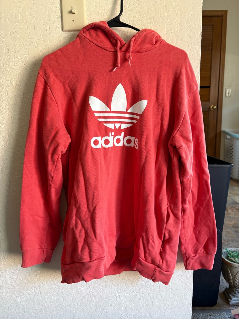 Adidas Coral Red Pullover Hoodie